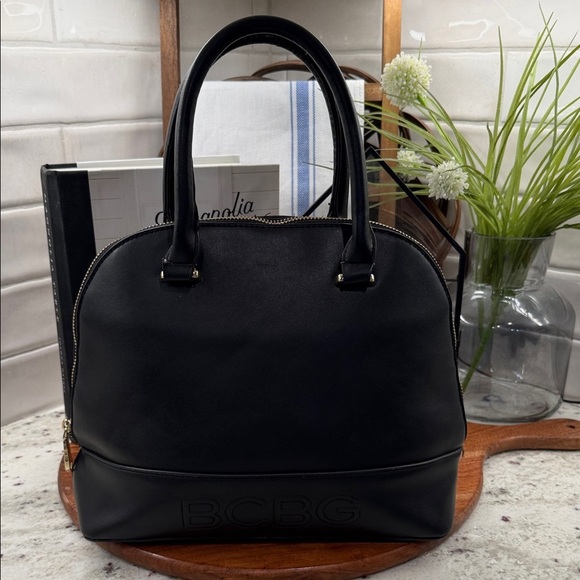 BCBG Handbags - BCBG Black Vegan Leather Satchel Bag
